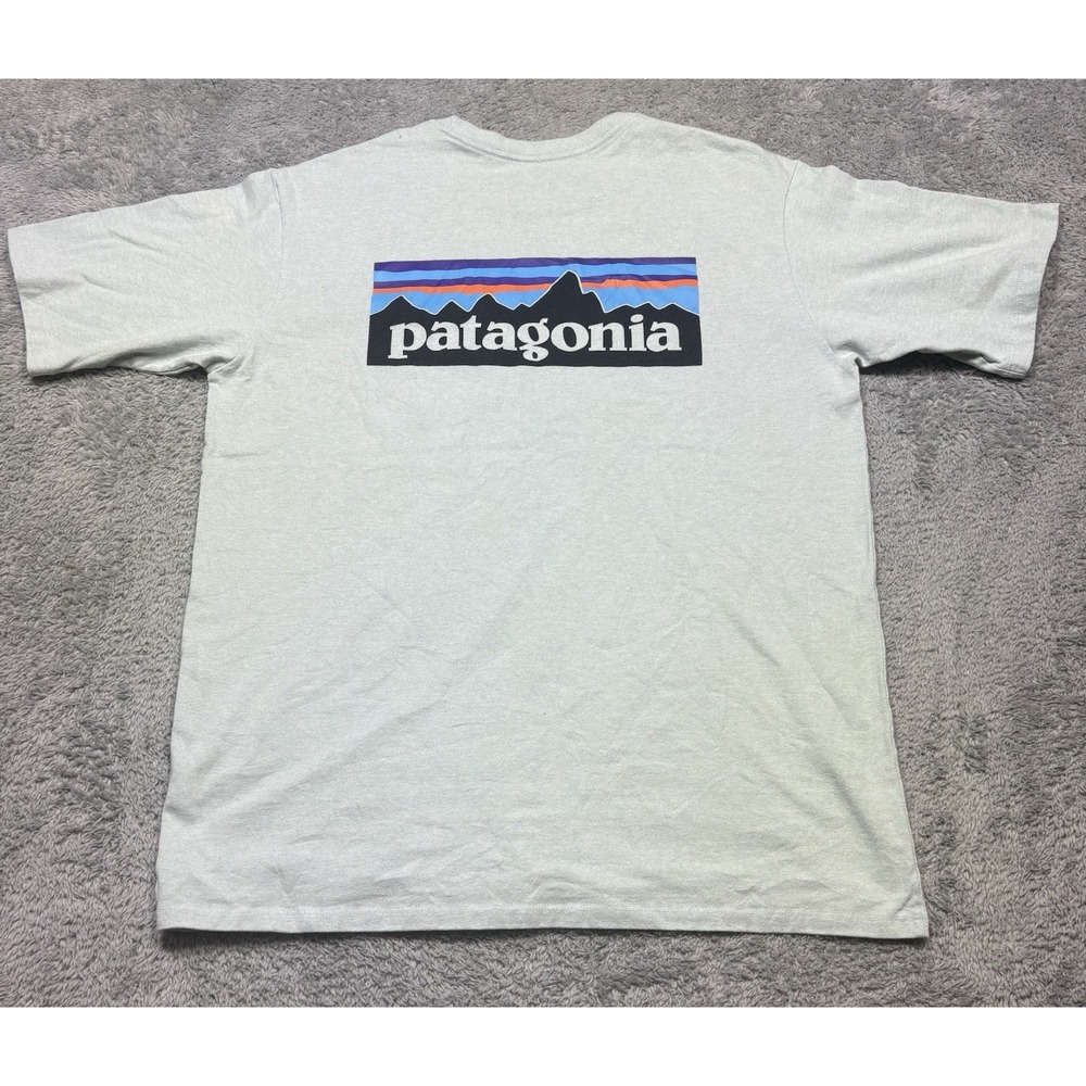 Patagonia Shirt Mens M Gray P-6 Logo Pocket Responsibili-tee Short Sleeve Outdoo